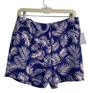 Carmen Marc Valvo Womens Tropical Leaf Print Shorts Size 6 Blue & White